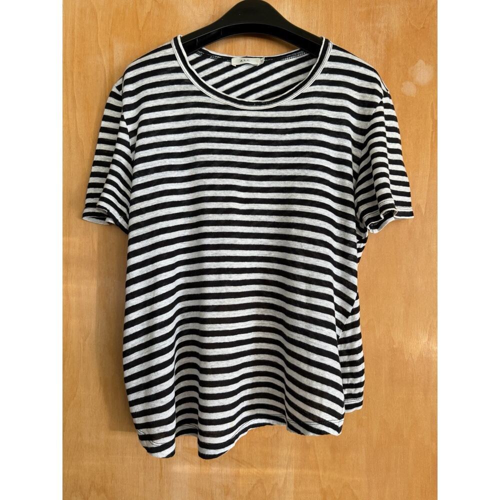 A.L.C. Striped T Shirt Cross Over Back Size Medium